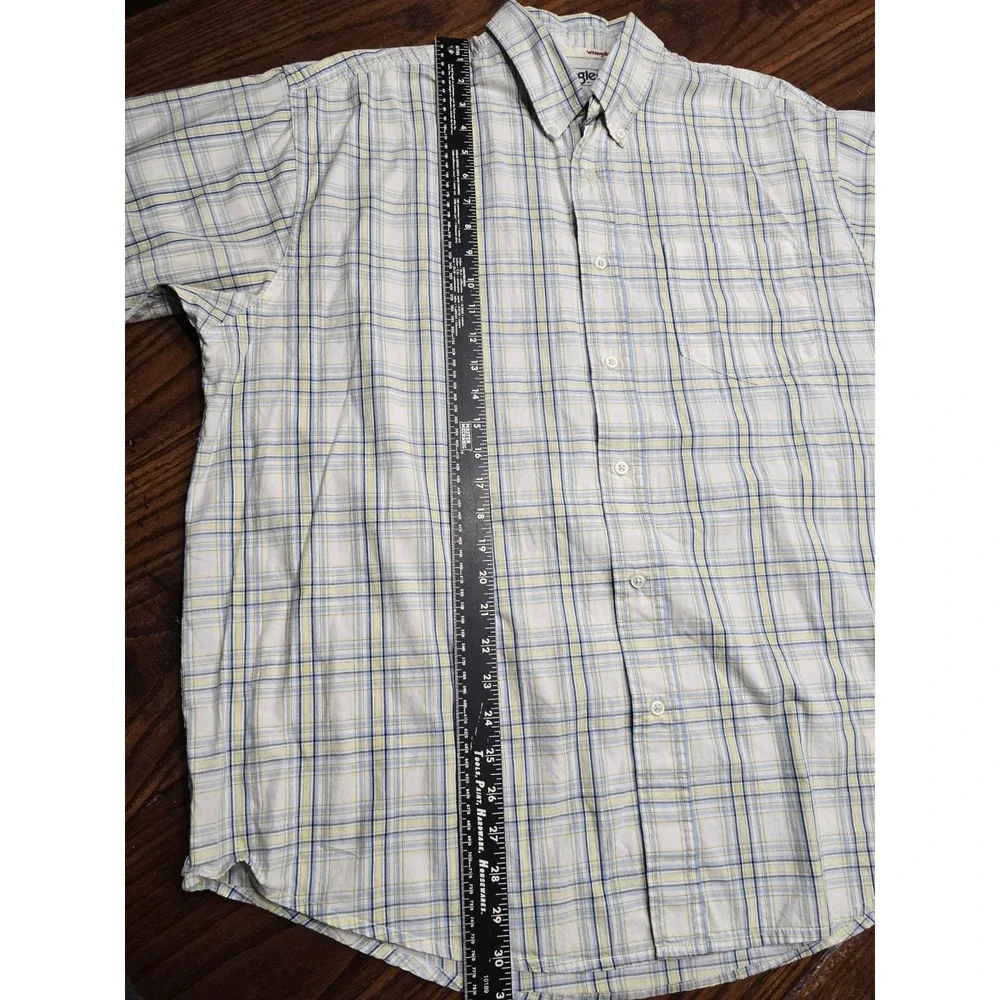 Wrangler Hero Mens XL Plaid Short Sleeve Button Down Shirt Blue Yellow MMTH71992